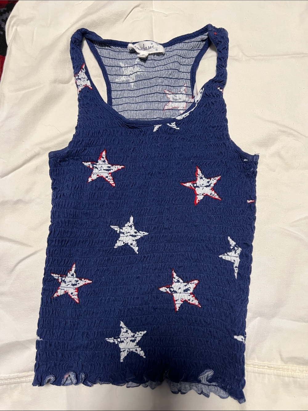 Cloud Chaser Navy Star Smocked Racerback Tank
